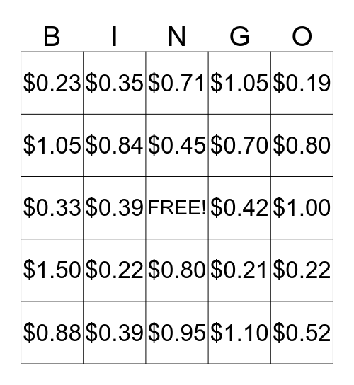 Money Bingo2 Bingo Card