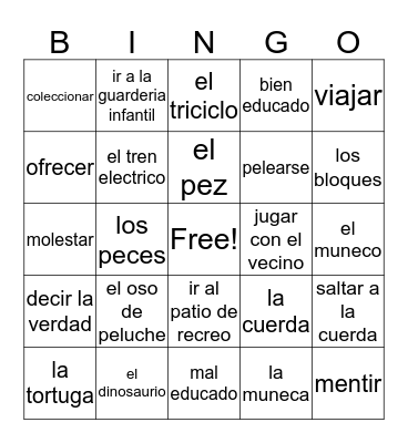 Spanish Bingo Card