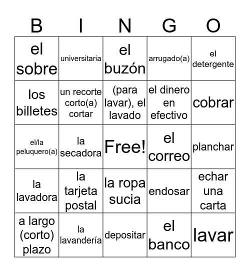 Los Quehaceres Bingo Card