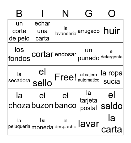 Los Quehaceres Bingo Card