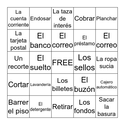 Los Quehaceres Bingo Card