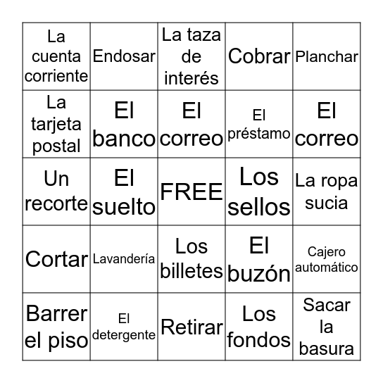 Los Quehaceres Bingo Card