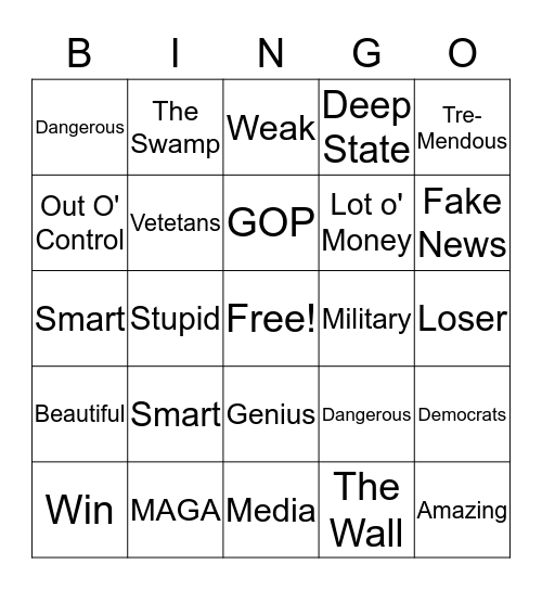 Trump-Ingo Bingo Card