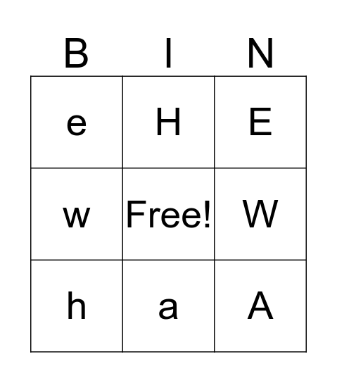 ABC Bingo Card