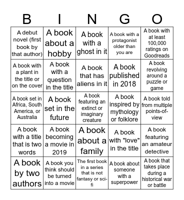 Binge-Read Bingo Challenge Bingo Card