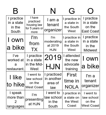 Freshman Lagniappe Bingo Card