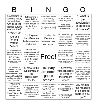 PEER TUTORS BINGO EXTRAVAGANZA!!!! Bingo Card