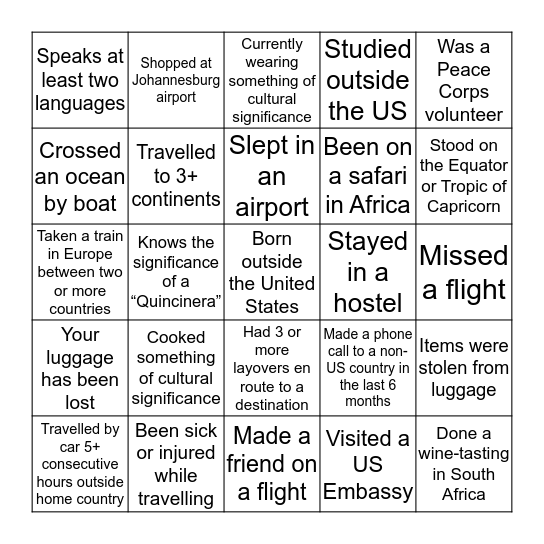 Global Bingo Card