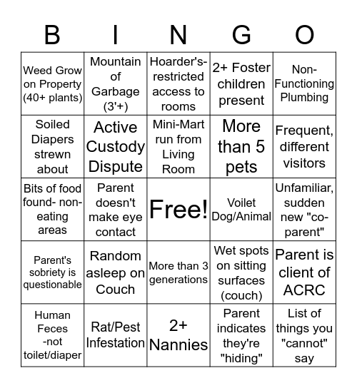 Interesting Environment Bingo Card