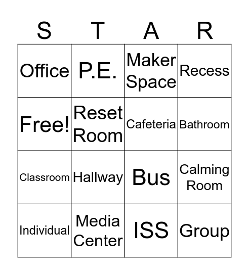 STAR Bingo Card