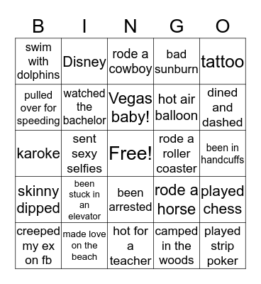 Beer and Beauty Bingo Card