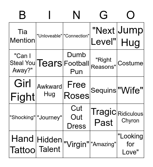 Colton's Night 1 Debacle Bingo Card