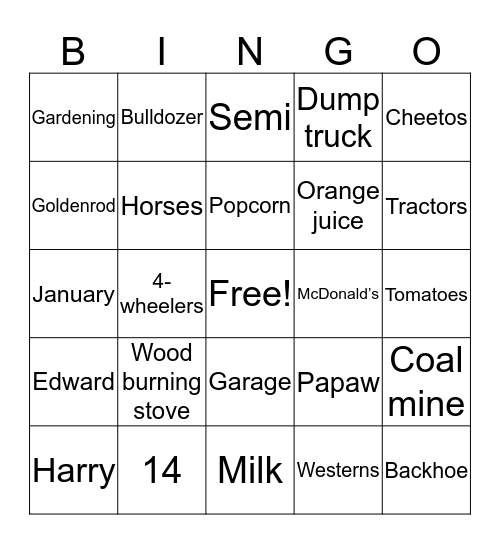 Harry Bingo Card