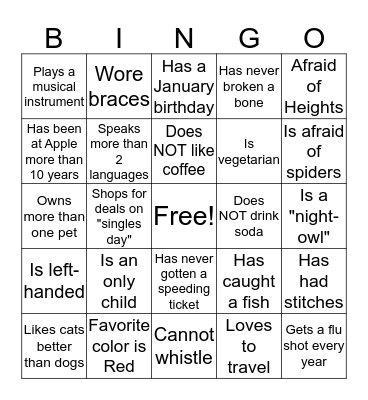 Get to Know GFSC Bingo Card