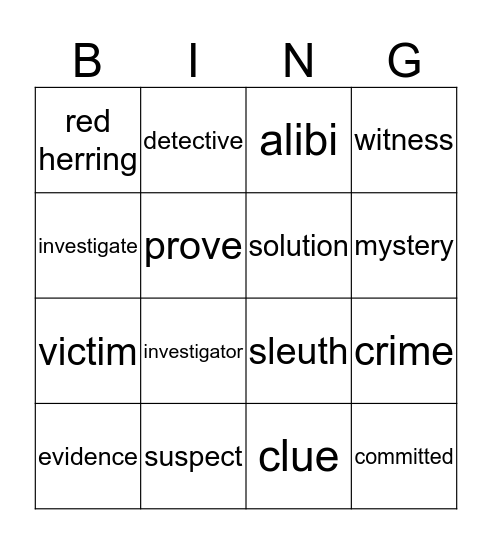 Mystery Bingo Card