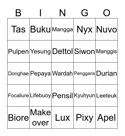 BINGOOOOOOOO Bingo Card
