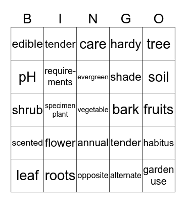 plant portrait Bingo Card