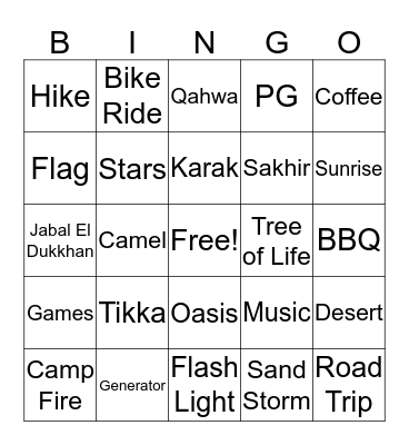 Staff Camp Gathering   Bingo Card