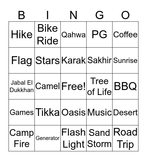 Staff Camp Gathering   Bingo Card