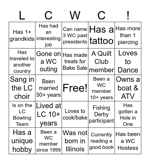Lake Carroll Women's Club - Celebrating 20 Years! Bingo Card