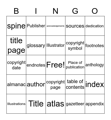 LIBRARY BINGO Card