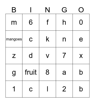 Easy Link4 Bingo Card