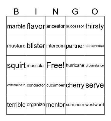 Step 8 Bingo Card