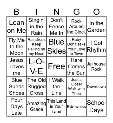 Music Bingo Card