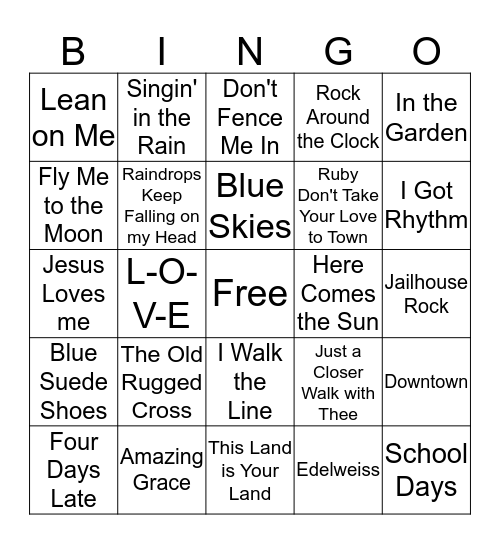Music Bingo Card