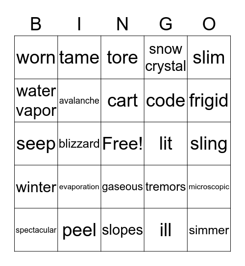 LET IT SNOW Bingo Card