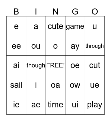 Wild River 1 Bingo Card