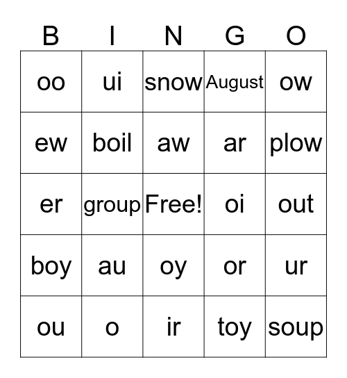 Wild River 2 Bingo Card