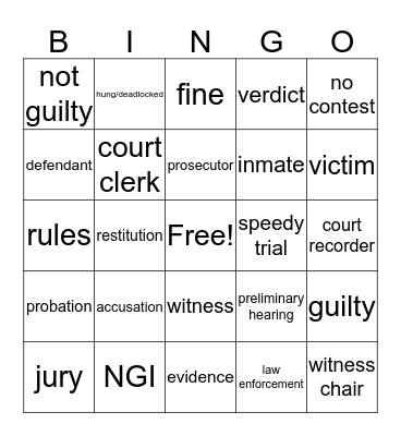 Competency Bingo Card