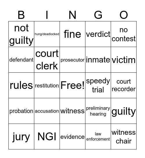 Competency Bingo Card