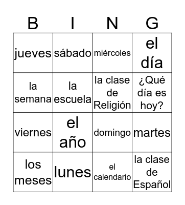 El Calendario Bingo Card