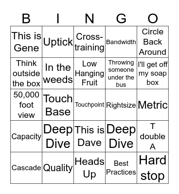 Conference Call Bingo Card