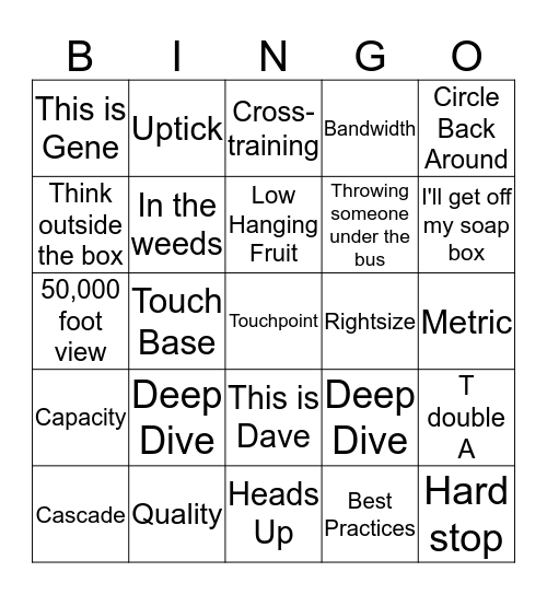 Conference Call Bingo Card