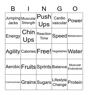 Fitness Frenzy Bingo Card