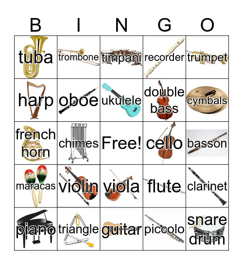Orchestra Bingo Card