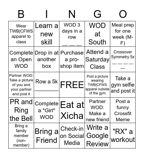 The West Box Bingo Card