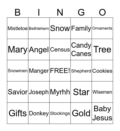 Christmas Bingo Card
