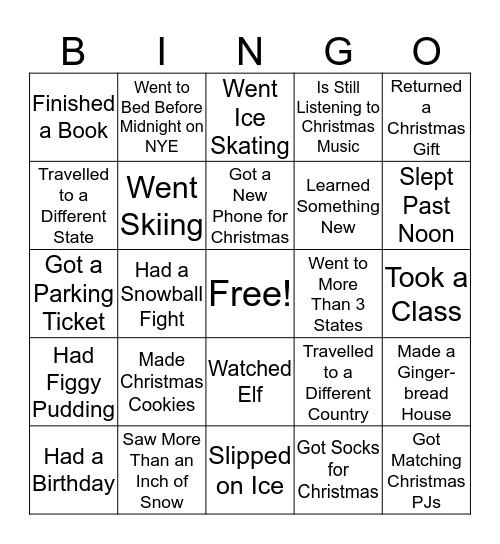 Find Someone Who ____ Over Break Bingo Card