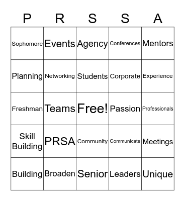 PRSSA Bingo Card