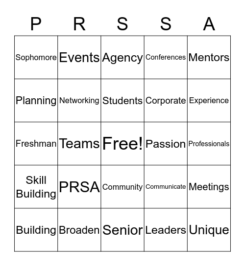 PRSSA Bingo Card