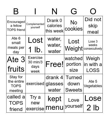 TOPS Bingo Card