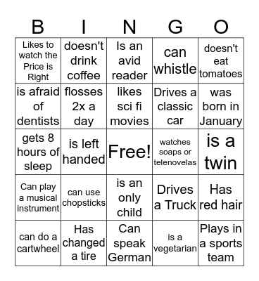 Get To Know Me Bingo Card