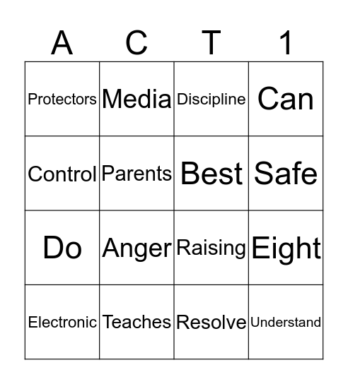 ACT19 Bingo Card