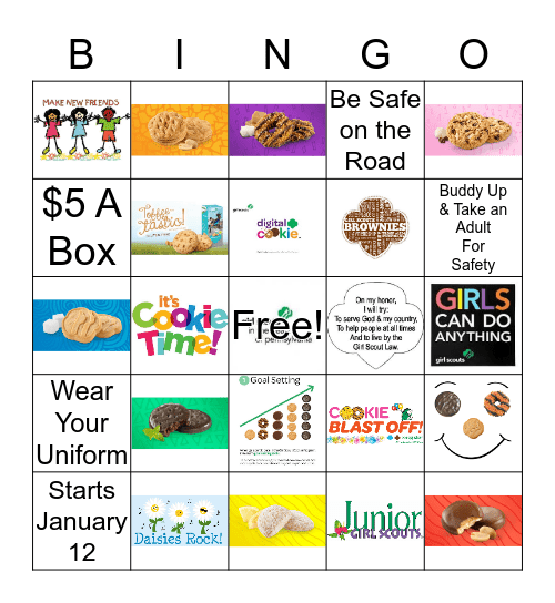 Girl Scout Cookie Bingo Card