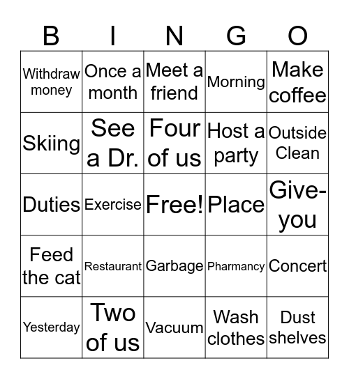 Unit 5  Bingo Card