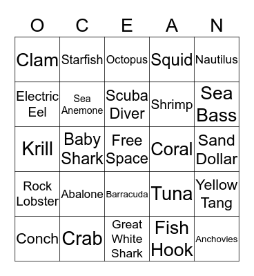 Ocean BINGO Card